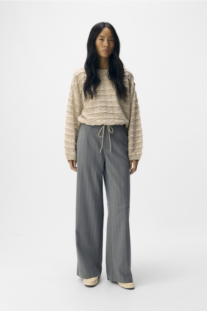 OBJLISA WIDE PANT AOP NOOS 23040544 MEDIUM GREY /HUMUS